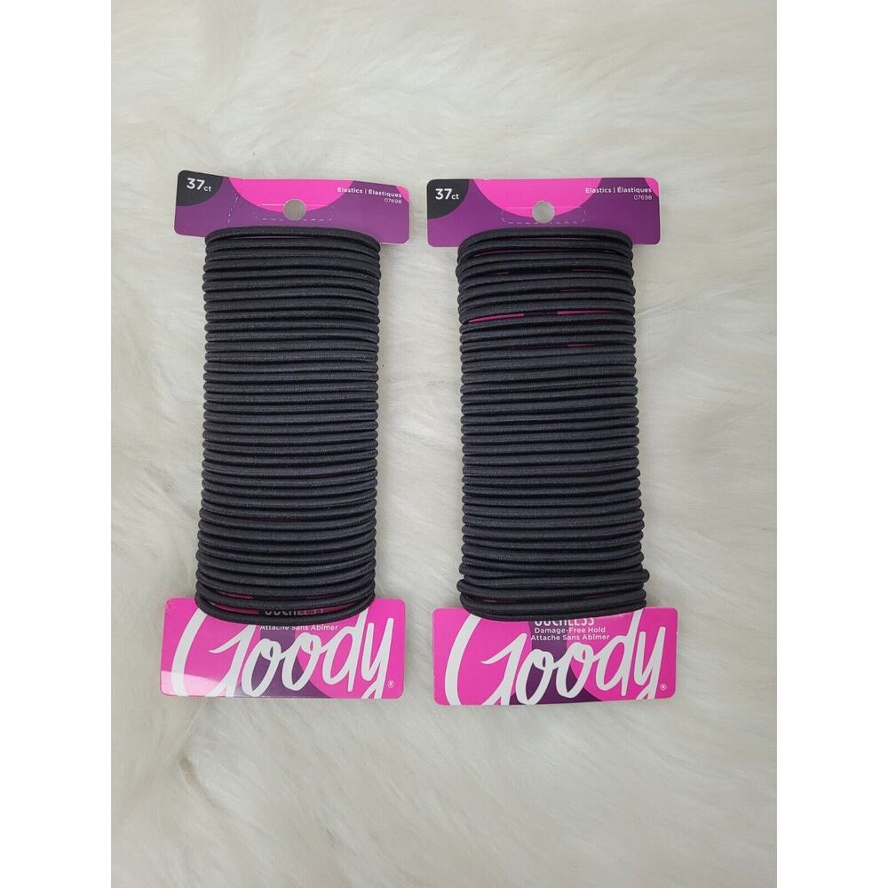 2 Packs Goody Elastic Ouch Free Pony Tail Holders Black 37ct In Each Pack